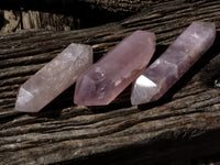 Polished Double Terminated Rose Quartz Points x 3 From Ambatondrazaka, Madagascar