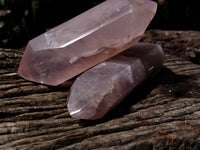 Polished Double Terminated Rose Quartz Points x 3 From Ambatondrazaka, Madagascar