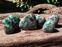 Polished Emerald Mica In Matrix Standing Free Forms x 6 From Mutoko, Zimbabwe