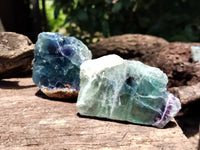 Polished On One Side Watermelon Fluorite x 10 From Uis, Namibia