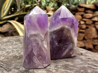 Polished Chevron Amethyst Points x 2 From Madagascar