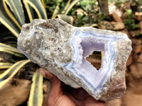 Natural Blue Lace Agate Geode Specimens x 2 From Malawi