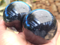 Polished Black Basalt Spheres x 5 From Antsirabe, Madagascar