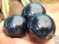 Polished Black Basalt Spheres x 5 From Antsirabe, Madagascar