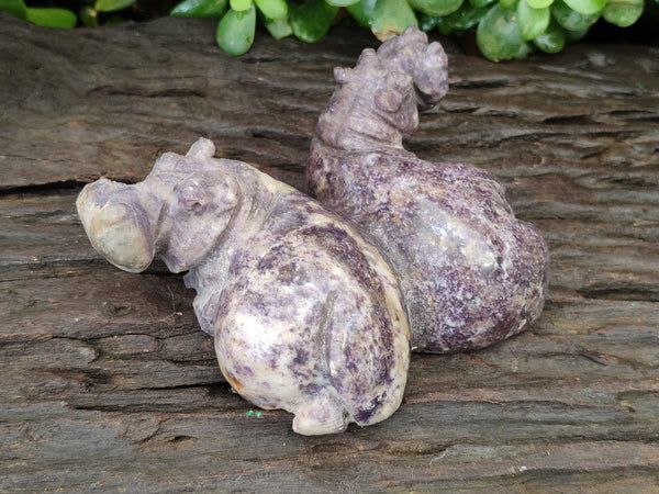 Hand Made Stone Hippo Carvings x 2 From Zimbabwe