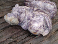 Hand Made Stone Hippo Carvings x 2 From Zimbabwe