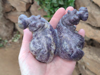 Hand Made Stone Hippo Carvings x 2 From Zimbabwe