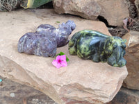 Hand Made Stone Hippo Carvings x 2 From Zimbabwe