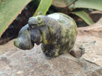 Hand Made Stone Hippo Carvings x 2 From Zimbabwe