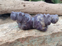 Hand Made Stone Hippo Carvings x 2 From Zimbabwe