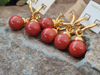 Hand Made Pair of Red Jasper Hoop Earrings - sold per item - From South Africa