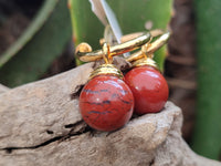 Hand Made Pair of Red Jasper Hoop Earrings - sold per item - From South Africa