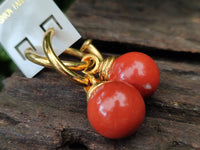 Hand Made Pair of Red Jasper Hoop Earrings - sold per item - From South Africa