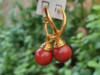 Hand Made Pair of Red Jasper Hoop Earrings - sold per item - From South Africa