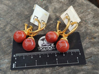 Hand Made Pair of Red Jasper Hoop Earrings - sold per item - From South Africa