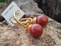 Hand Made Pair of Red Jasper Hoop Earrings - sold per item - From South Africa