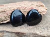 Polished Black Onyx Gemstone Hearts - sold per item - From China