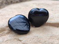 Polished Black Onyx Gemstone Hearts - sold per item - From China