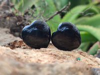 Polished Black Onyx Gemstone Hearts - sold per item - From China