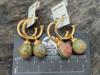 Hand Made Pair Of Unakite Hoop Earrings - sold per item - From South Africa