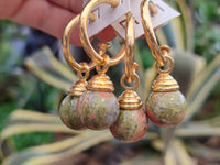 Hand Made Pair Of Unakite Hoop Earrings - sold per item - From South Africa