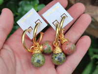 Hand Made Pair Of Unakite Hoop Earrings - sold per item - From South Africa