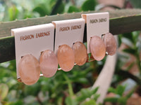 Hand Made Pair Of Rose Quartz Cabochon Earrings - Sold Per Item - From Madagascar