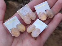 Hand Made Pair Of Rose Quartz Cabochon Earrings - Sold Per Item - From Madagascar