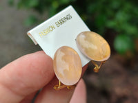 Hand Made Pair Of Rose Quartz Cabochon Earrings - Sold Per Item - From Madagascar