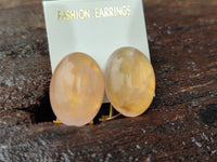 Hand Made Pair Of Rose Quartz Cabochon Earrings - Sold Per Item - From Madagascar