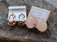 Hand Made Pair Of Rose Quartz Cabochon Earrings - Sold Per Item - From Madagascar