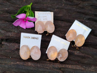 Hand Made Pair Of Rose Quartz Cabochon Earrings - Sold Per Item - From Madagascar