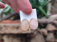 Hand Made Pair Of Rose Quartz Cabochon Earrings - Sold Per Item - From Madagascar