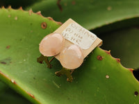 Hand Made Pair Of Rose Quartz Cabochon Earrings - Sold Per Item - From Madagascar