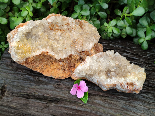 Natural Limonite Quartz Clusters x 2 From Solwezi, Zambia