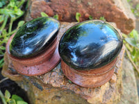 Polished Black Tourmaline Palm Stones x 12 From Madagascar