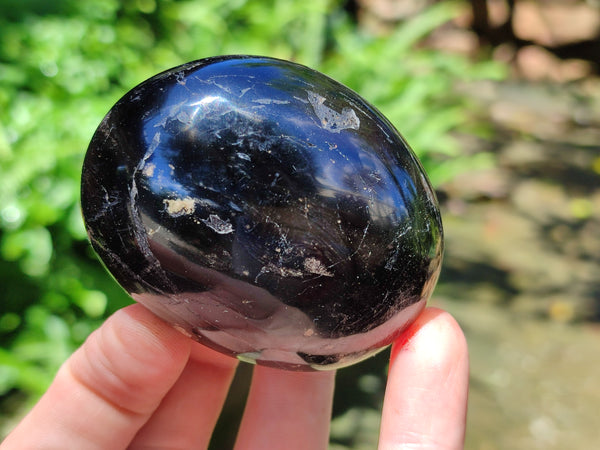 Polished Black Tourmaline Palm Stones x 12 From Madagascar