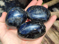 Polished Black Tourmaline Palm Stones x 12 From Madagascar