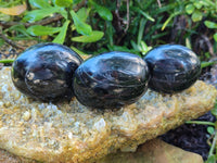 Polished Black Tourmaline Palm Stones x 12 From Madagascar