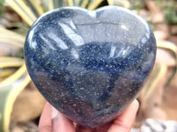 Polished Lazulite Gemstone Hearts x 6 From Madagascar