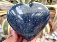 Polished Lazulite Gemstone Hearts x 6 From Madagascar