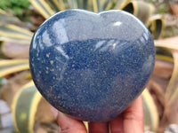 Polished Lazulite Gemstone Hearts x 6 From Madagascar