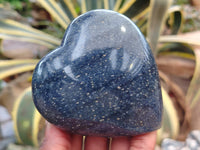 Polished Lazulite Gemstone Hearts x 6 From Madagascar