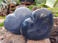 Polished Lazulite Gemstone Hearts x 6 From Madagascar