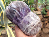 Polished Chevron Amethyst Standing Free Form x 1 from Ankazobe, Madagascar