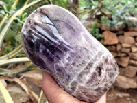 Polished Chevron Amethyst Standing Free Form x 1 from Ankazobe, Madagascar