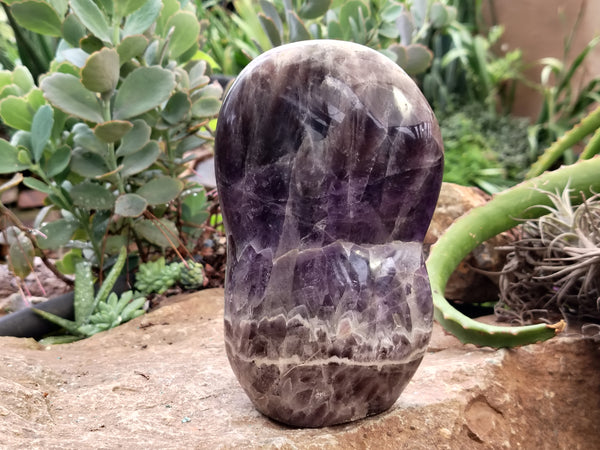 Polished Chevron Amethyst Standing Free Form x 1 from Ankazobe, Madagascar