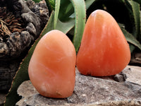 Polished Orange Twist Calcite Standing Free Forms x 2 From Madagascar