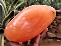 Polished Orange Twist Calcite Standing Free Forms x 2 From Madagascar