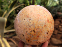 Polished Peach Moonstone Spheres x 3 From Madaagscar